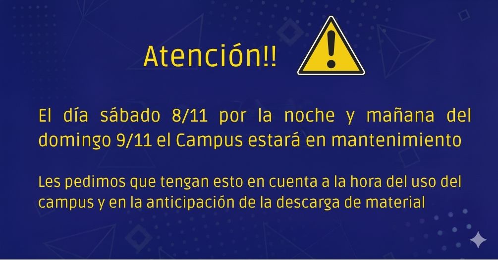 Sabado 8 por la noche y domingo por la mañana campus fuera de servicio