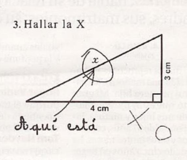 ilustración en tono humorístico de una consigna confusa en un ejercicio de geometría